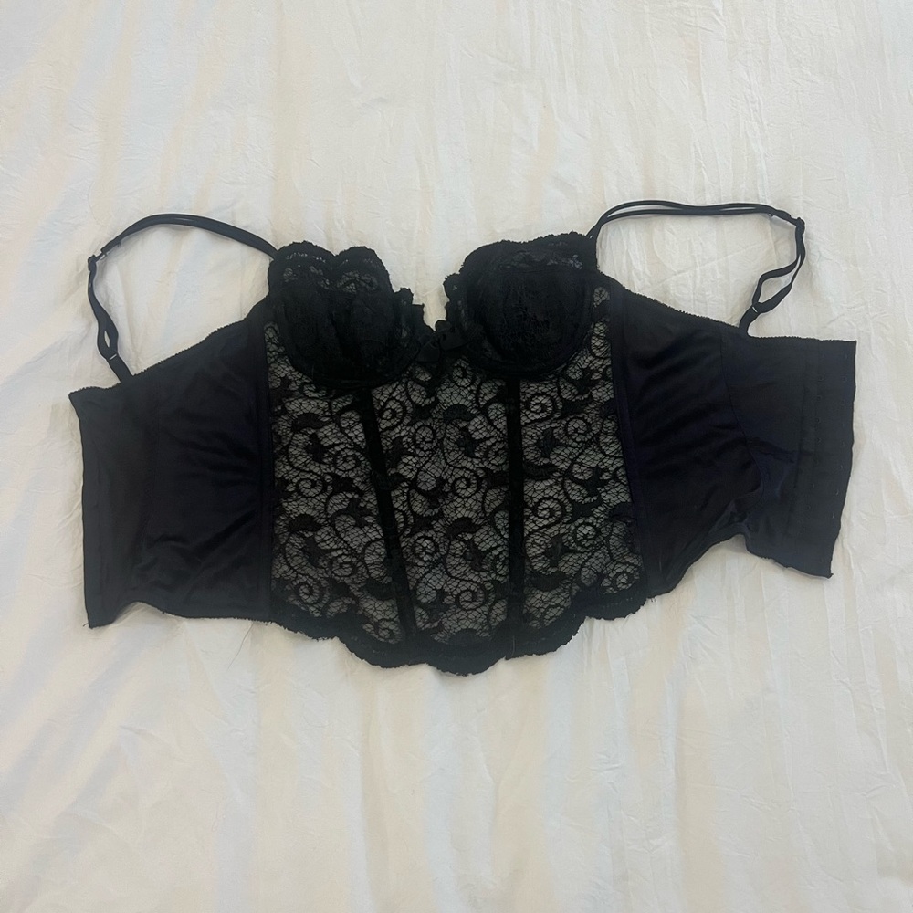 Vintage black lace gold label Victoria secret bustier corset - Picture 3 of 6